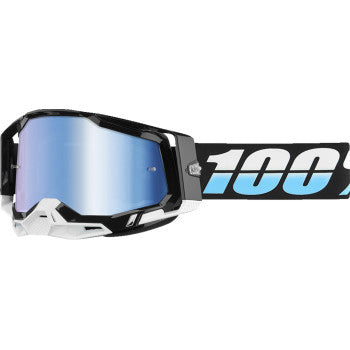 100% Racecraft 2 Goggles - Mirror Lens Arkana/Blue Mirror - Front Side View