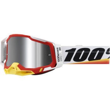 100% Racecraft 2 Goggles - Mirror Lens Arsham Red/Silver Flash Mirror - Front Side View