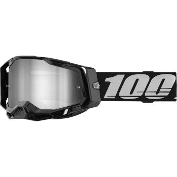 100% Racecraft 2 Goggles - Mirror Lens Black/Silver Mirror - Front Side View