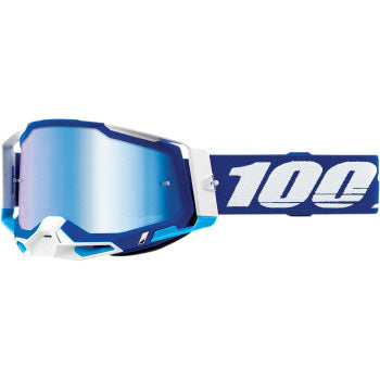 100% Racecraft 2 Goggles - Mirror Lens Blue/Blue Mirror - Front Side View