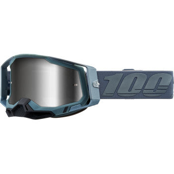 100% Racecraft 2 Goggles - Mirror Lens Battleship/Silver Mirror - Front Side View