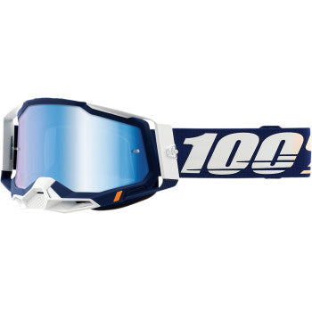 100% Racecraft 2 Goggles - Mirror Lens Concordia/Blue Mirror - Front Side View
