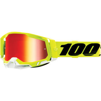 100% Racecraft 2 Goggles - Mirror Lens Fluo Yellow/Red Mirror - Front Side View