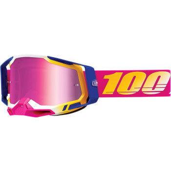 100% Racecraft 2 Goggles - Mirror Lens Mission/Pink Mirror - Front Side View