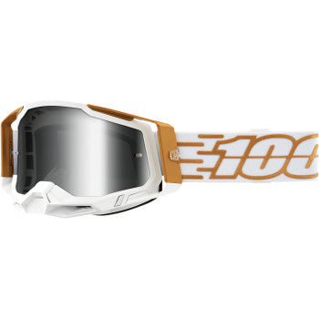 100% Racecraft 2 Goggles - Mirror Lens Mayfair/Silver Mirror - Front Side View