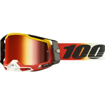 100% Racecraft 2 Goggles - Mirror Lens Ogusto/Red Mirror - Front Side View