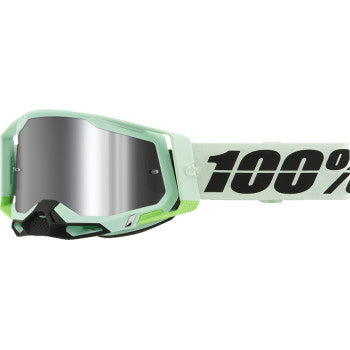 100% Racecraft 2 Goggles - Mirror Lens Palomar/Silver Flash Mirror - Front Side View