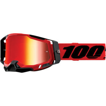 100% Racecraft 2 Goggles - Mirror Lens Red/Red Mirror - Front Side View