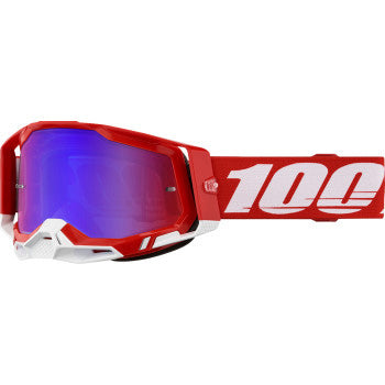 100% Racecraft 2 Goggles - Mirror Lens Red/Red/Blue Mirror - Front Side View