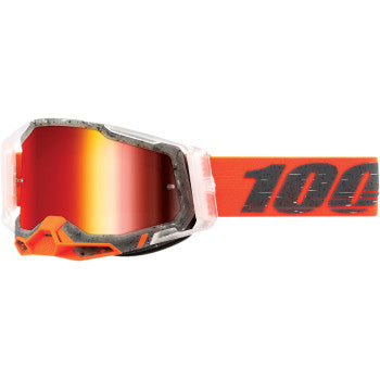 100% Racecraft 2 Goggles - Mirror Lens Schrute/Red Mirror - Front Side View