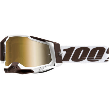 100% Racecraft 2 Goggles - Mirror Lens Snowbird/True Gold Mirror - Front Side View