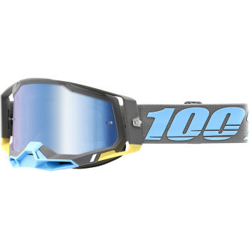 100% Racecraft 2 Goggles - Mirror Lens Trinidad/Blue Mirror - Front Side View