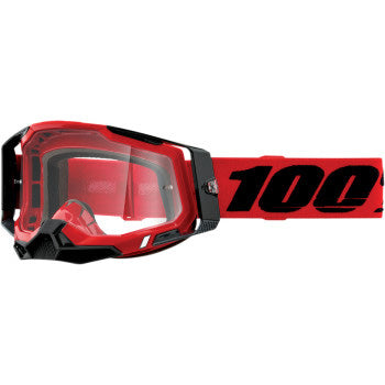 100% Racecraft 2 Goggles - Clear Lens Red - Front Side View