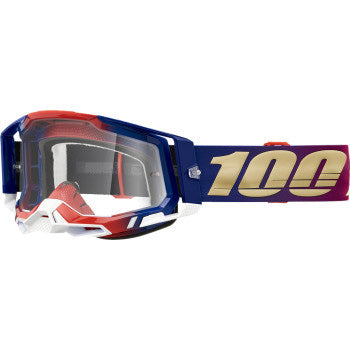 100% Racecraft 2 Goggles - Clear Lens United - Front Side View