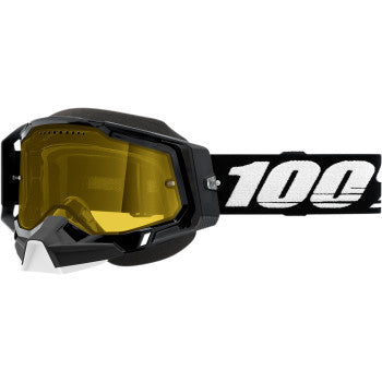 100% Racecraft 2 Snow Goggles - Yellow Lens Black - Front Side View