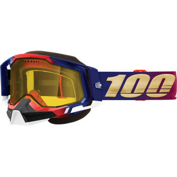 100% Racecraft 2 Snow Goggles - Yellow Lens United - Front Side View