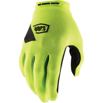 100% Ridecamp Glove Fluo Yellow - Back of Hand View