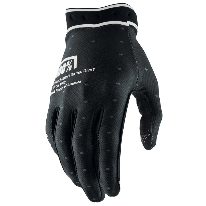100% Ridefit 2 Gloves Black - Back of Hand View