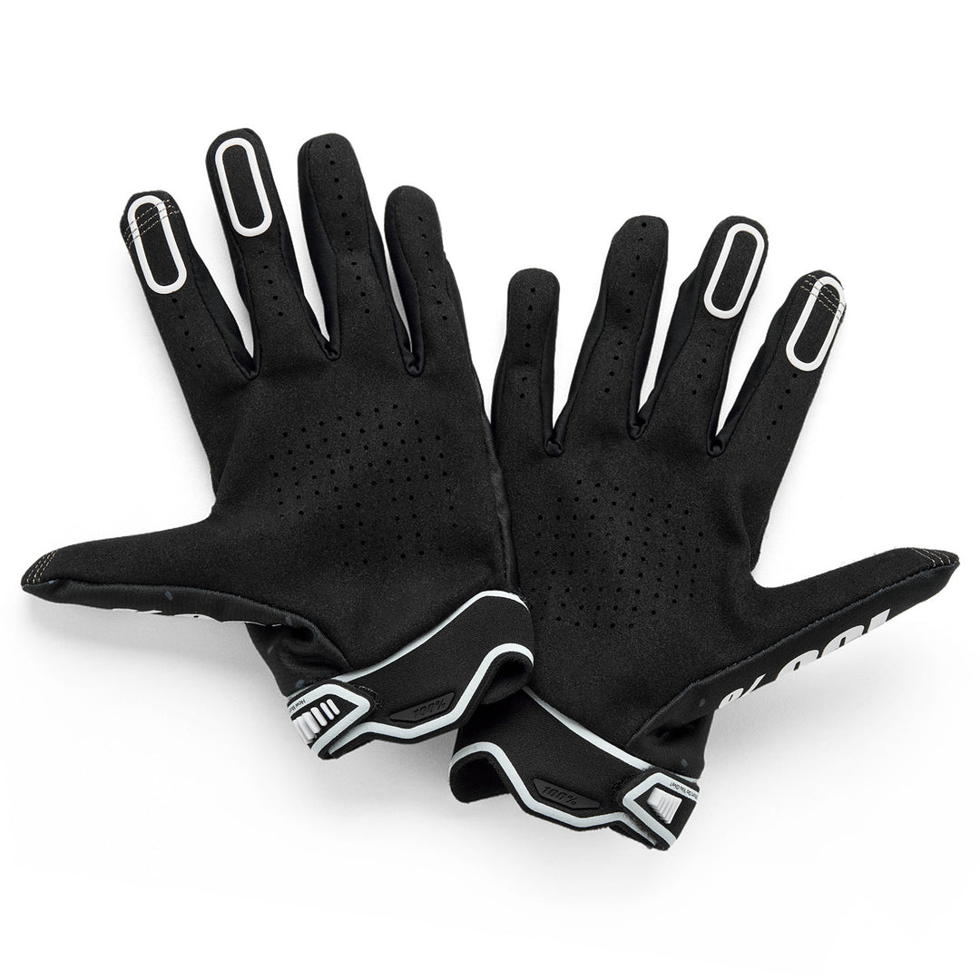 100% Ridefit 2 Gloves Black - Palm View of Pair