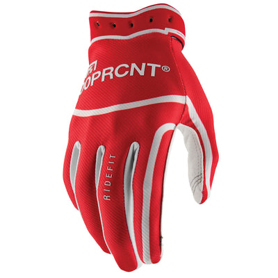 100% Ridefit 2 Gloves Red - Back of Hand View