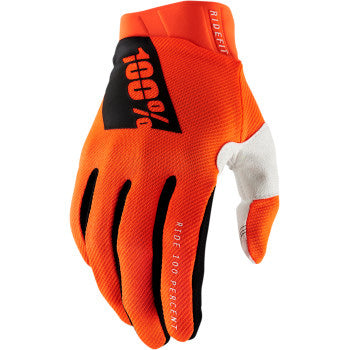 100% Men's Ridefit Glove Fluorescent Orange - Back of Hand View
