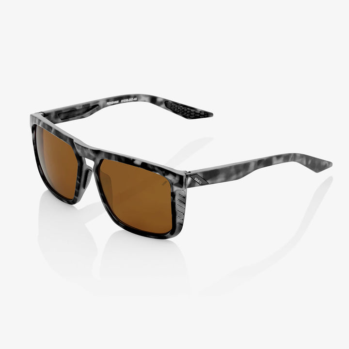 100% Renshaw Sunglasses Matte Black Havana/Bronze - Front Side View