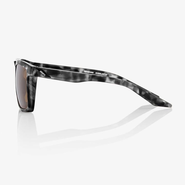 100% Renshaw Sunglasses Matte Black Havana/Bronze - Side View