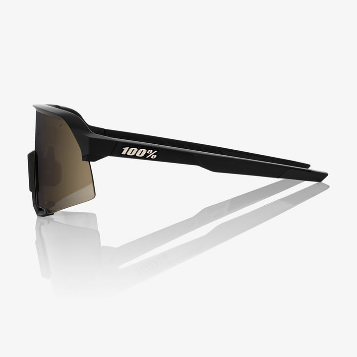 100% S3 Sunglasses Soft Tact Black/Soft Gold Mirror - Side View