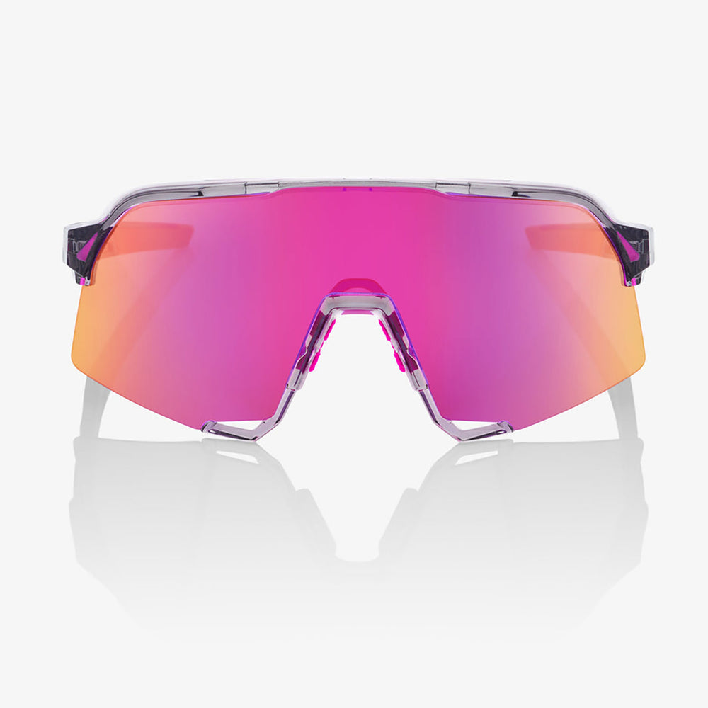 100% S3 Sunglasses Polished Translucent Grey/Purple Multilayer Mirror - Front View