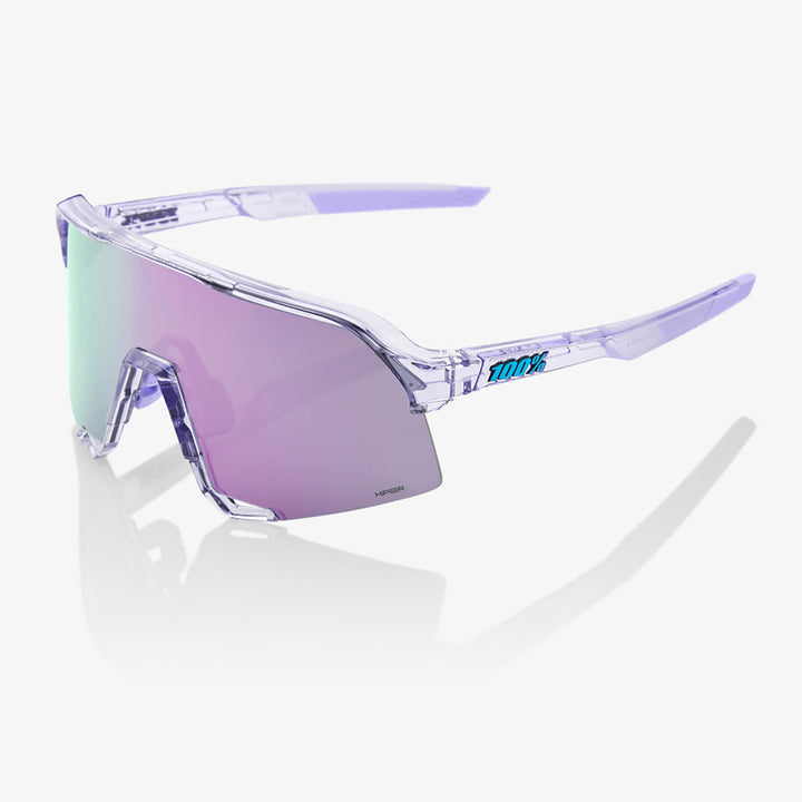 100% S3 Sunglasses Polished Translucent Lavender/HiPER Lavender Mirror - Front Side View