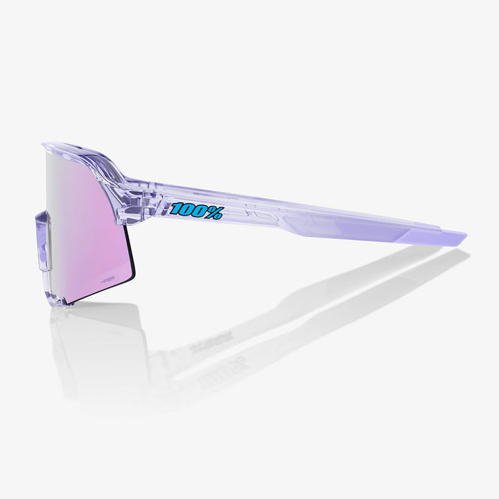 100% S3 Sunglasses Polished Translucent Lavender/HiPER Lavender Mirror - Side View