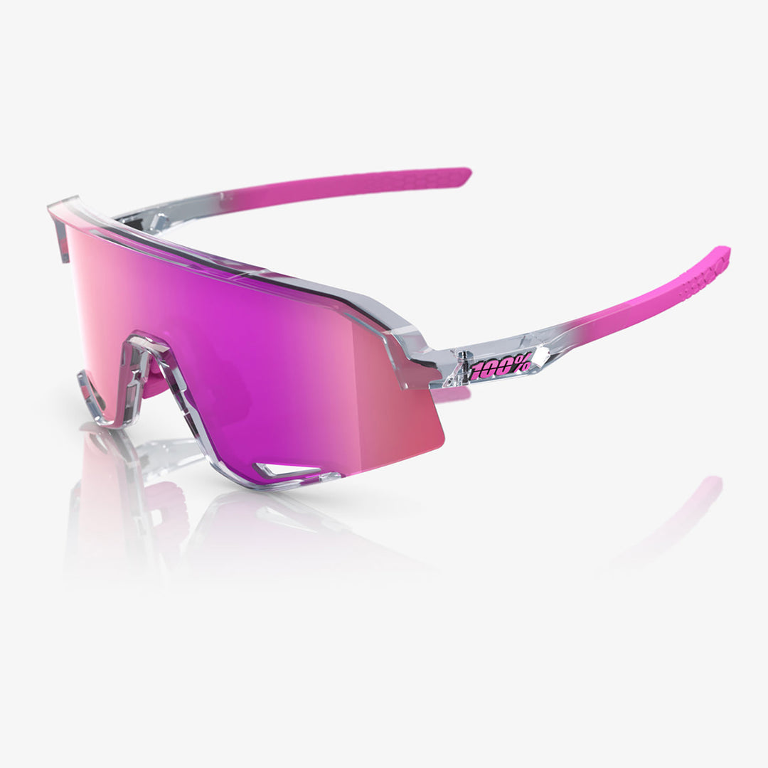 100% Slendale Sunglasses Polished Translucent Grey/Purple Multilayer Mirror - Front Side View