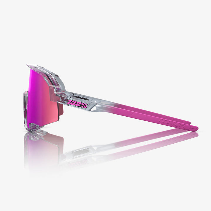 100% Slendale Sunglasses Polished Translucent Grey/Purple Multilayer Mirror - Side View