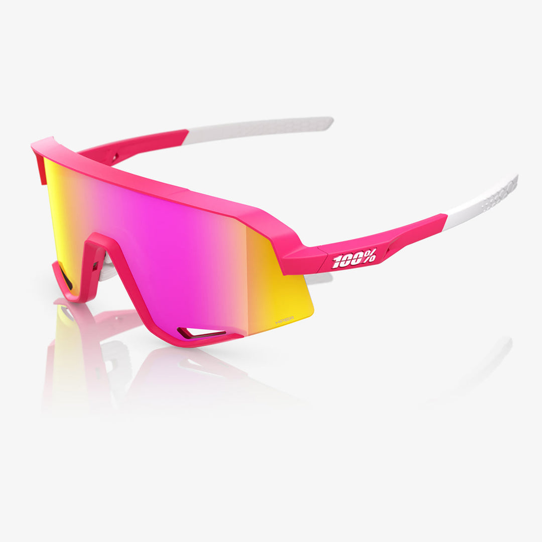 100% Slendale Sunglasses Satin Pitaya/HiPER Vital Pink Mirror - Front Side View