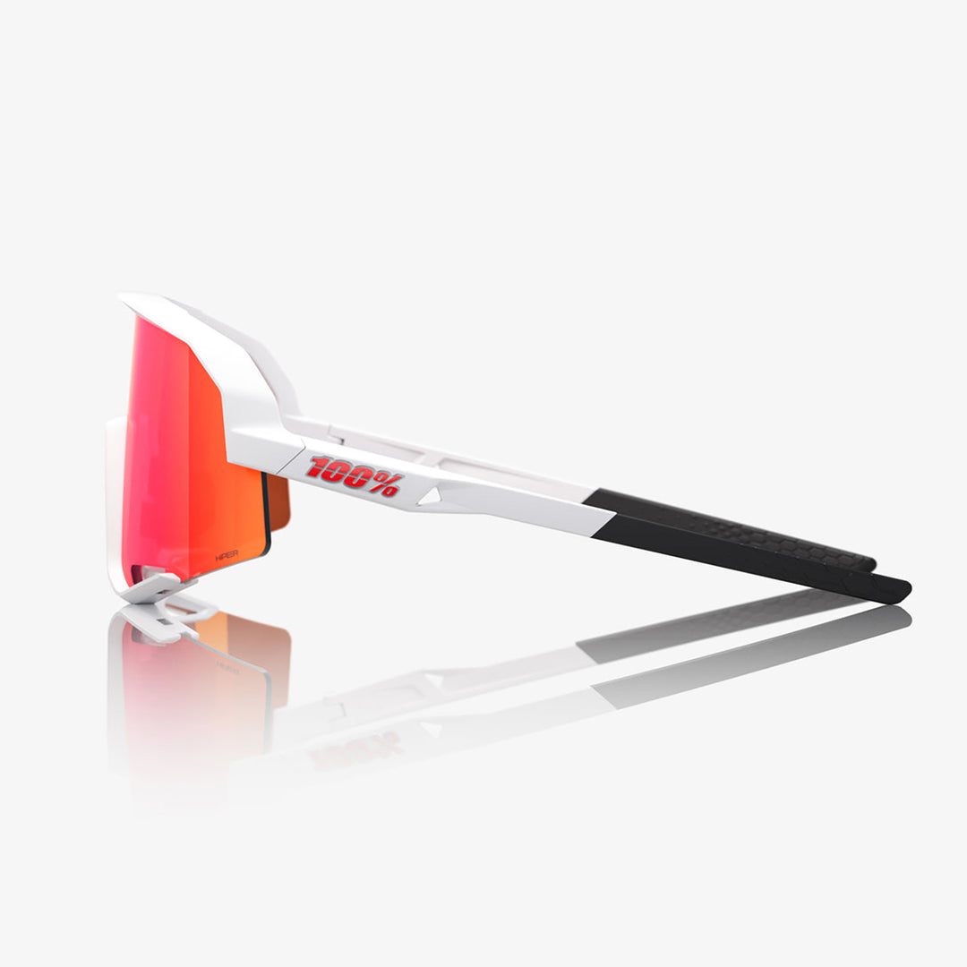100% Slendale Sunglasses Matte White/HiER Red Multilayer Mirror - Side View