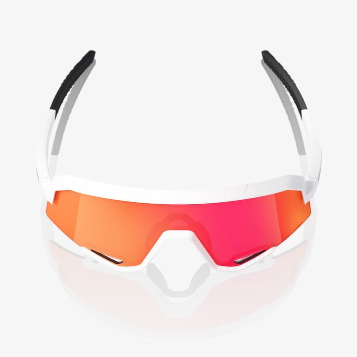 100% Slendale Sunglasses Matte White/HiER Red Multilayer Mirror - Front Top View