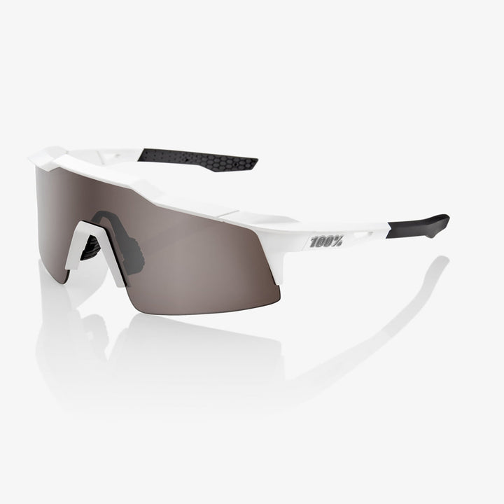 100% Speedcraft SL Sunglasses Matte White/HiPER Silver Mirror - Front Side View