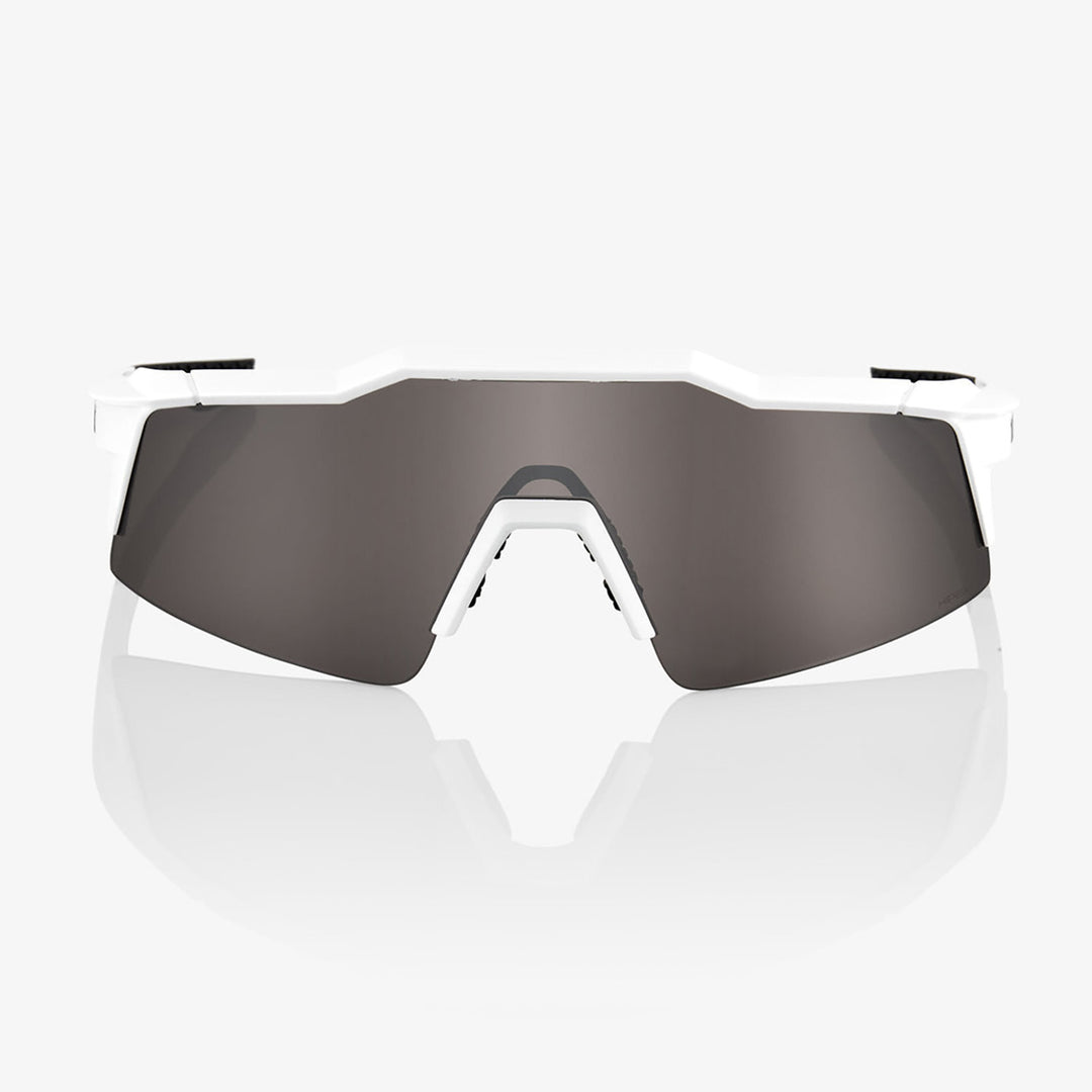 100% Speedcraft SL Sunglasses Matte White/HiPER Silver Mirror - Front View