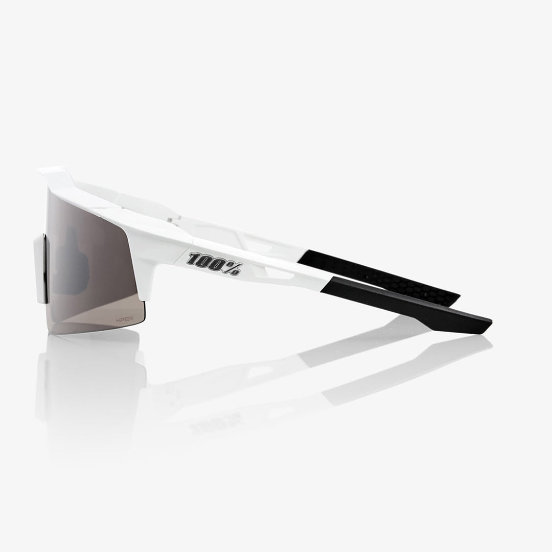 100% Speedcraft SL Sunglasses Matte White/HiPER Silver Mirror - Side View