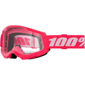100% Strata 2 Goggles - Clear Lens Pink - Front View of Side Strap