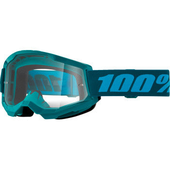 100% Strata 2 Goggles - Clear Lens Stone - Front View with Side Strap