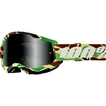 100% Strata 2 Sand Goggles - Smoke Lens War Camo - Front View with Side Strap