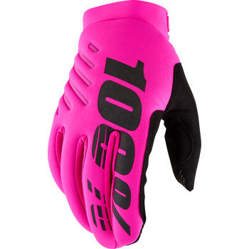 100% Women's Brisker Glove Neon Pink/Black - Back of Hand View