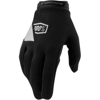 100% Women's Ridecamp Glove Black/Charcoal - Back of Hand View
