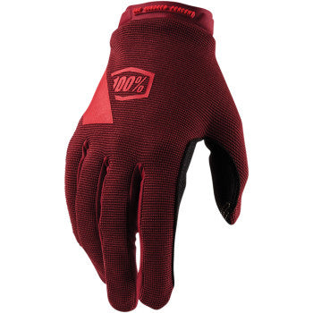 100% Women's Ridecamp Glove Brick - Back of Hand View