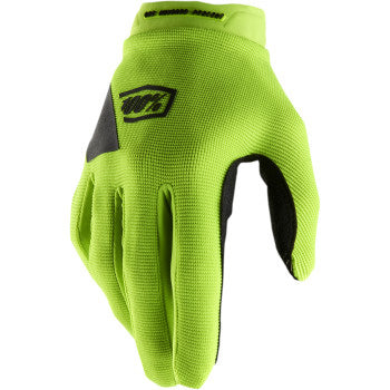 100% Women's Ridecamp Glove Fluo Yellow/Black - Back of Hand View