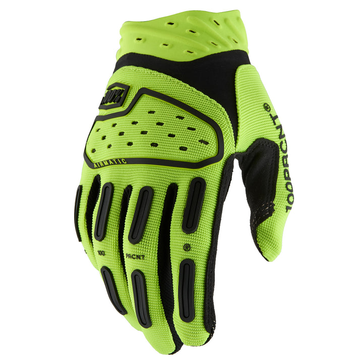 100% Youth Airmatic 2 Gloves Fluo Yellow - Back of Hand View