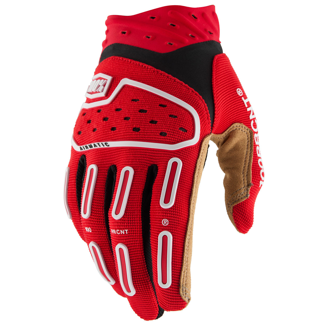 100% Youth Airmatic 2 Gloves Red/Black - Back of Hand View