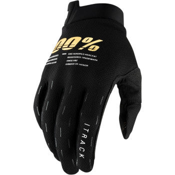 100% Youth iTrack Glove Black - Back of Hand View