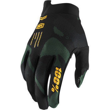 100% Youth iTrack Glove Sentinel Black - Back of Hand View